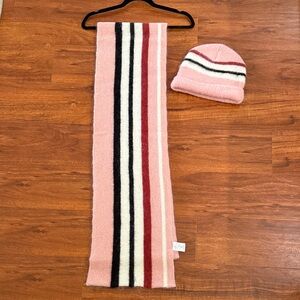 Golf Stripes Pink and Red Scarf and Hat Set